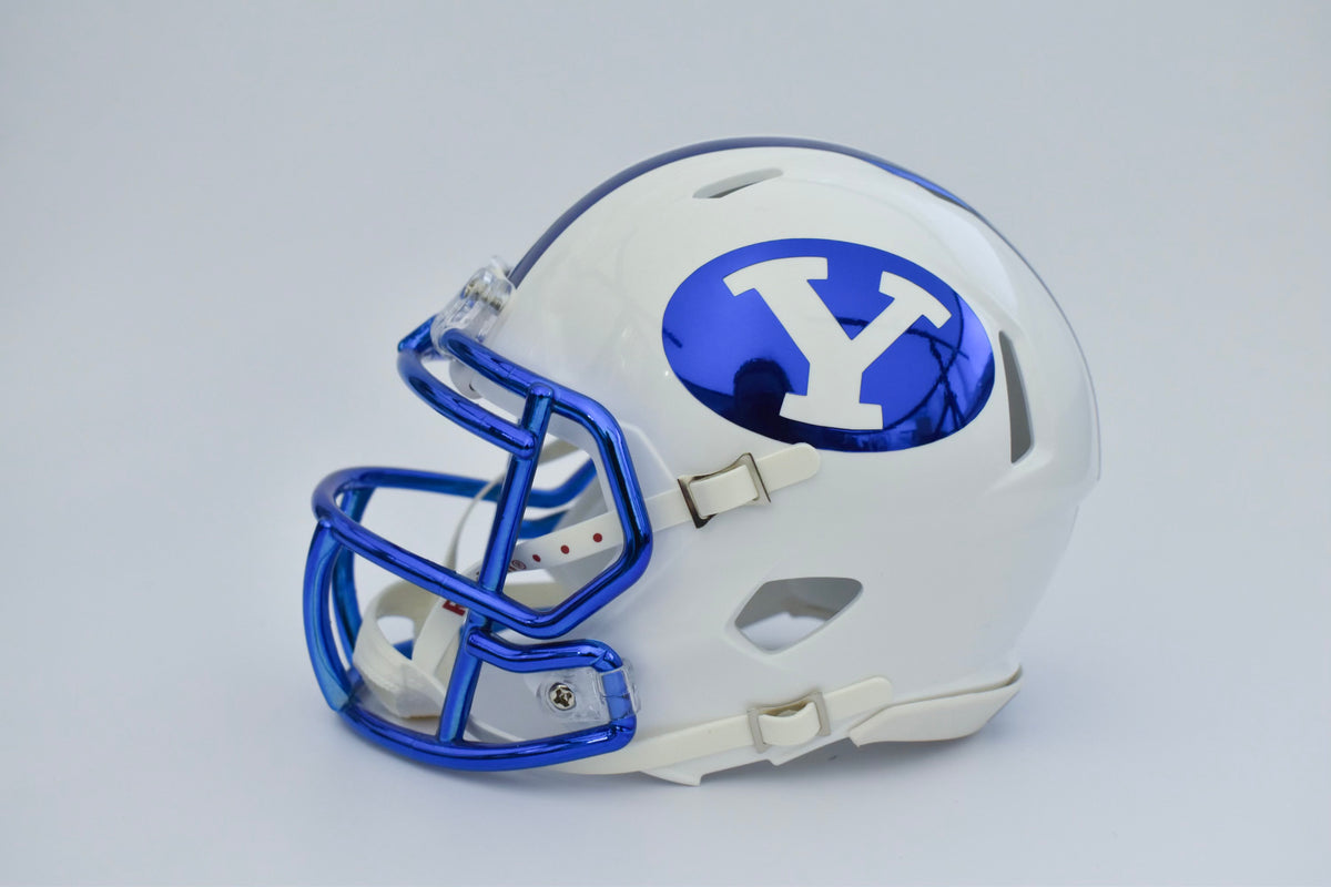 battle custom football helmets Custom Mini-Helmet with Modern BYU Logos – Royal Army Brand