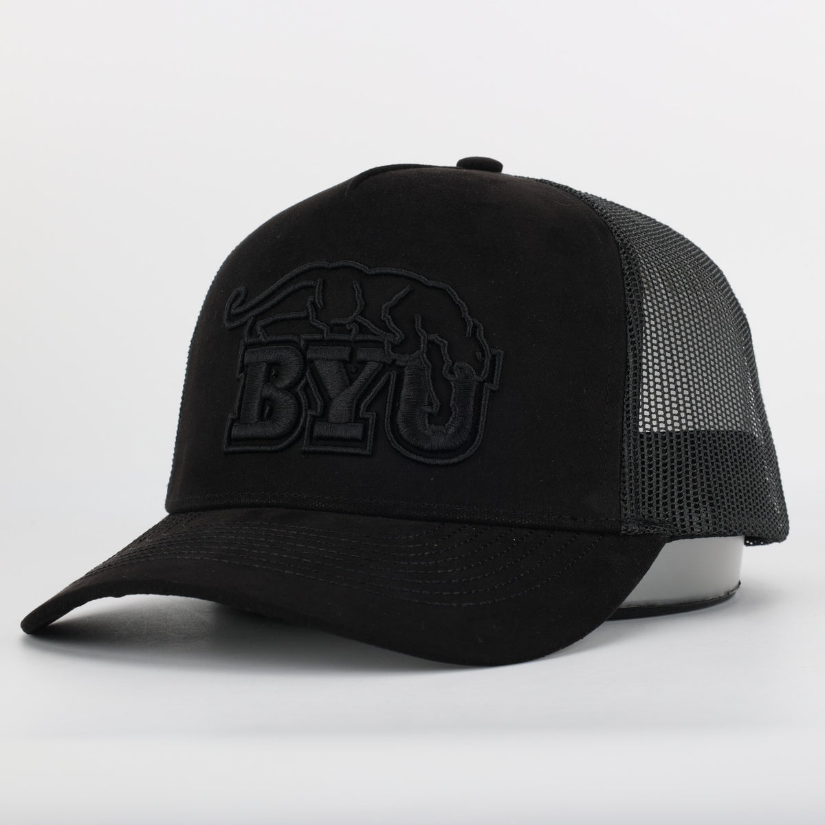 Black Suede Trucker Hat with BYU Beet Digger