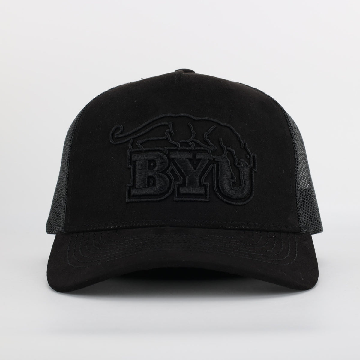 Black Suede Trucker Hat with BYU Beet Digger