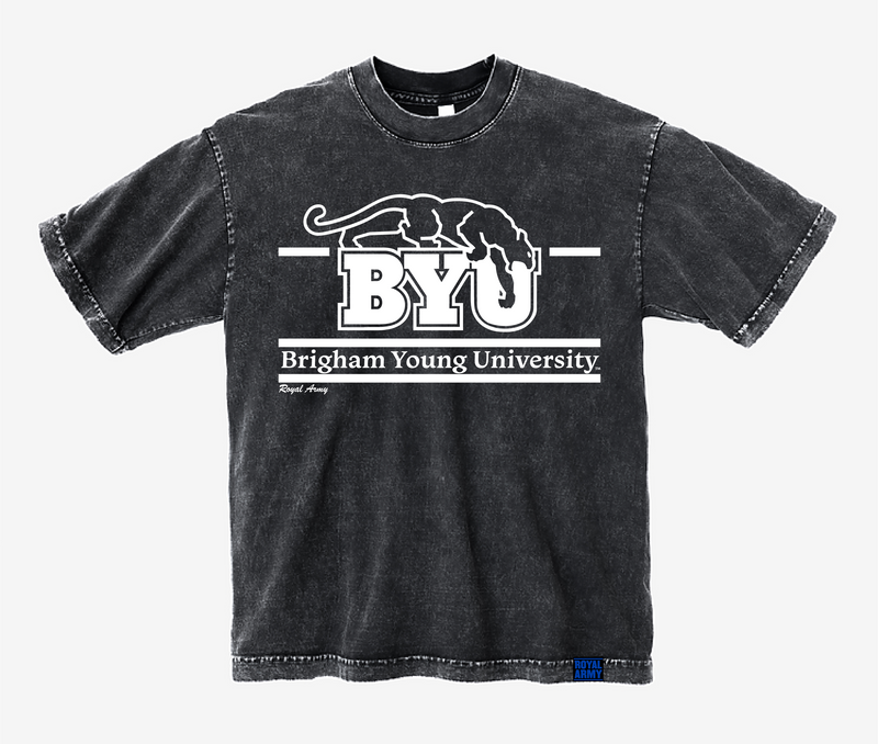 Vintage Puff Print BYU Beet Digger Black Heavyweight T-shirt