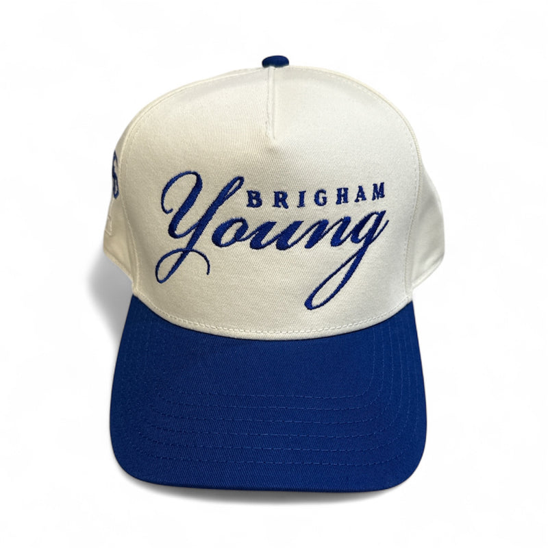 Cursive Brigham Young Frame Two Tone Snapback Hat