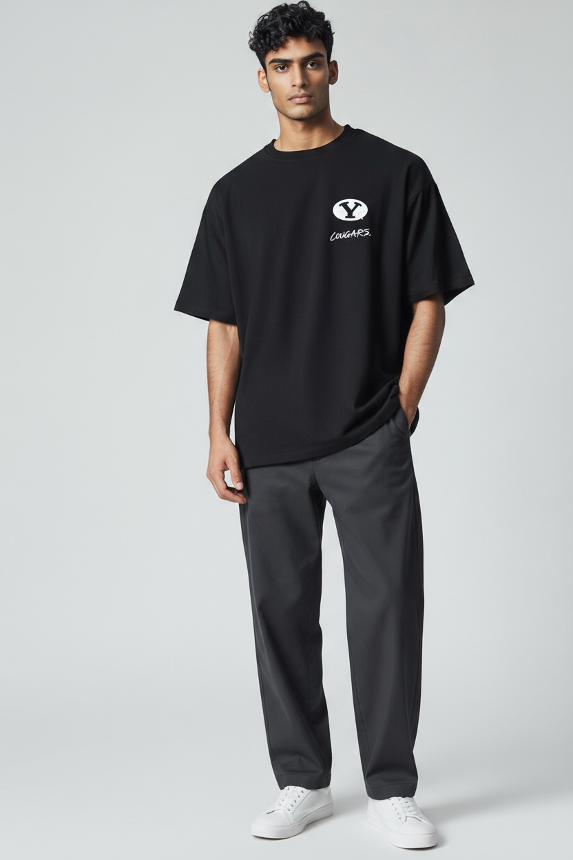 Roar of Cougar Oversized Black T-shirt