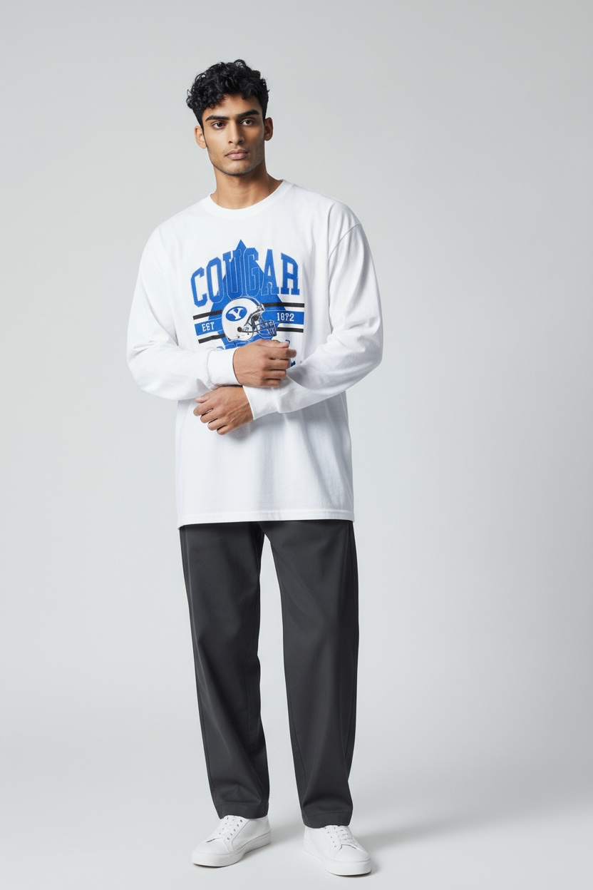 BYU Cougar Football Helmet Long-sleeve T-shirt