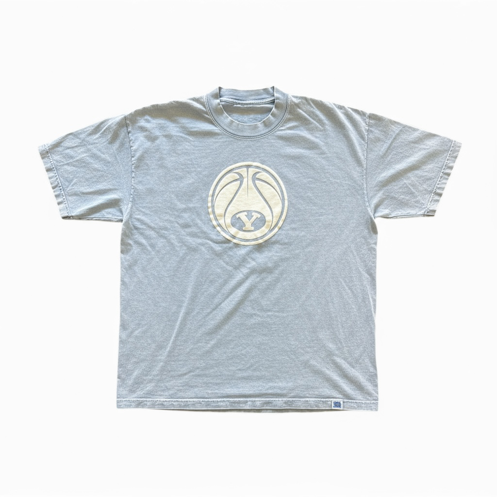 Light Blue Puff Print BYU Basketball Heavyweight T-shirt