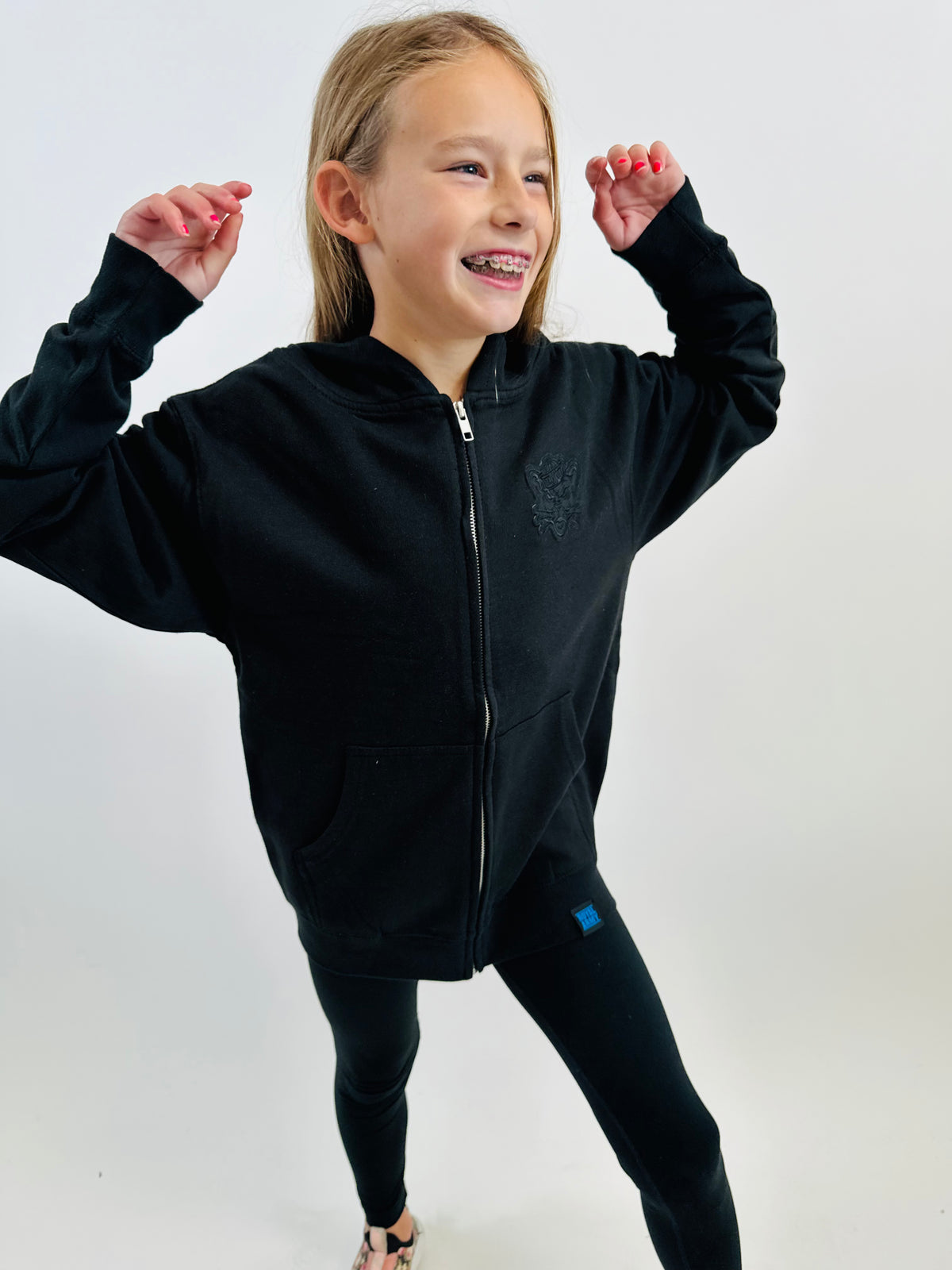 Kids Black Full-zip with Custom BYU Sailor Cougar Patch