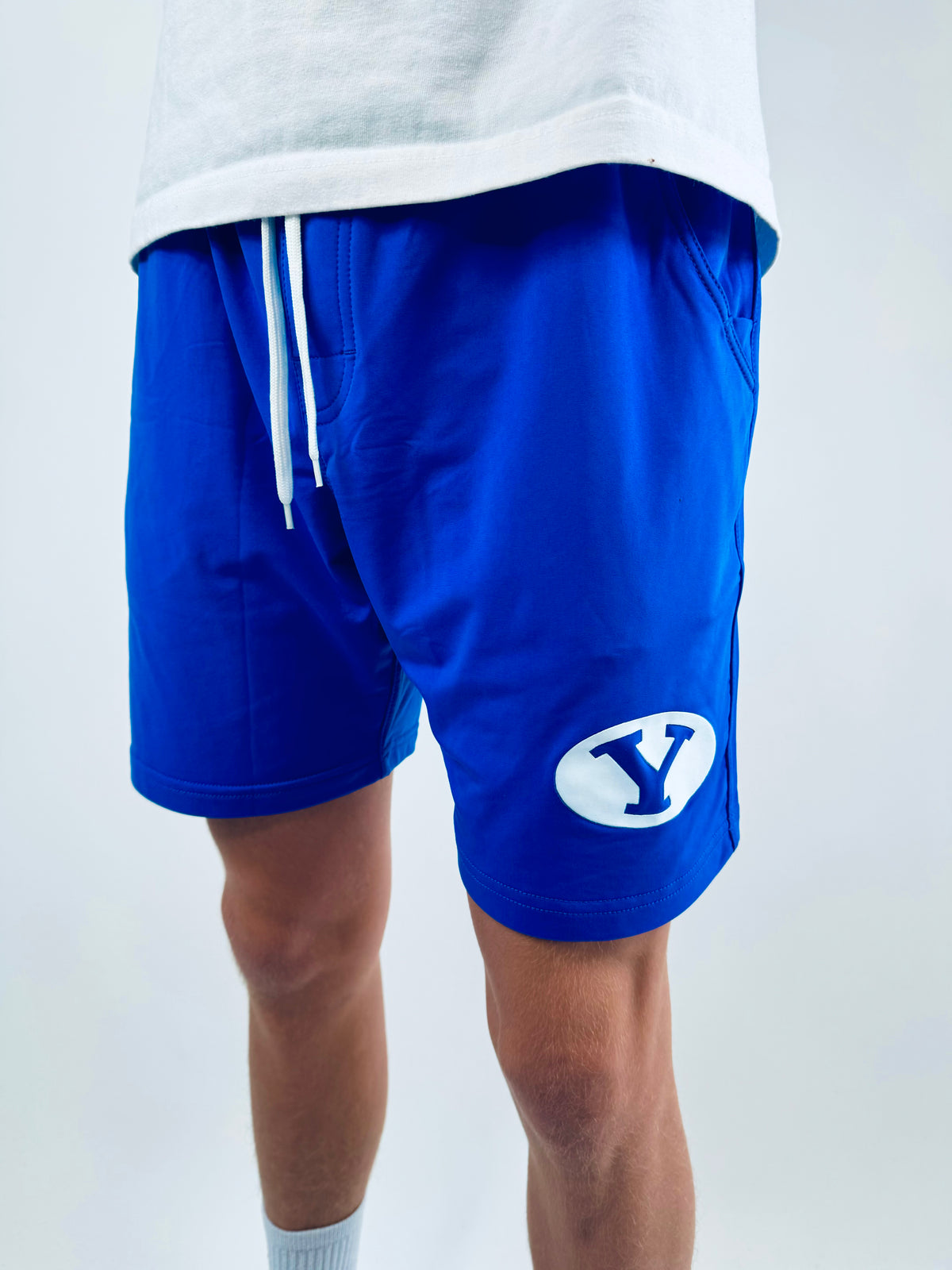 Royal blue workout shorts sales