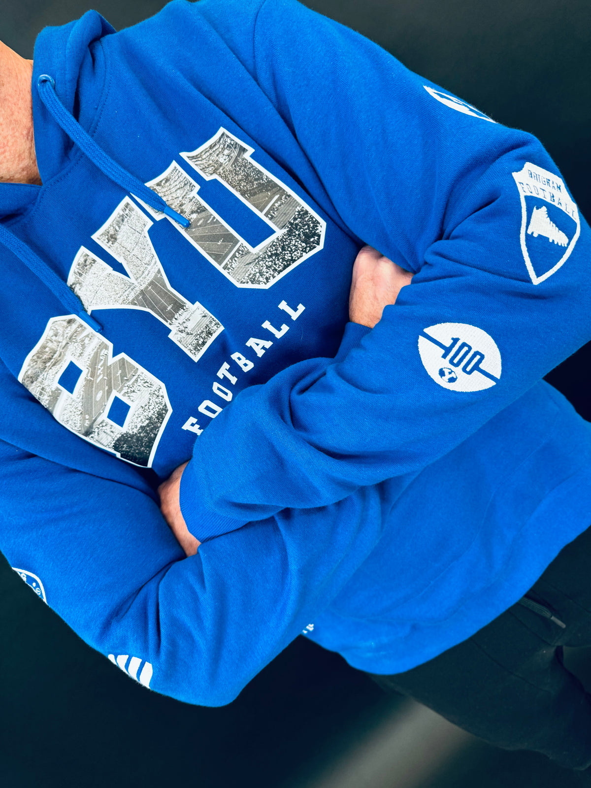 BYU Football Vintage Stadium Photo Hoodie