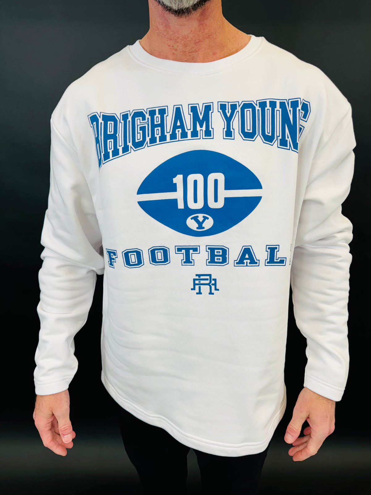 100 Seasons White BYU Football Crew Sweatshirt