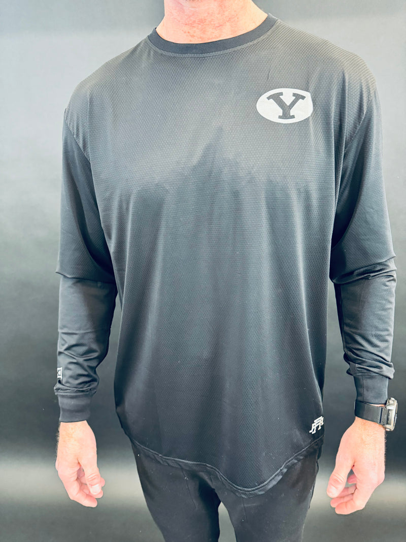 BYU Stretch Y Black Performance Long-Sleeve T-Shirt