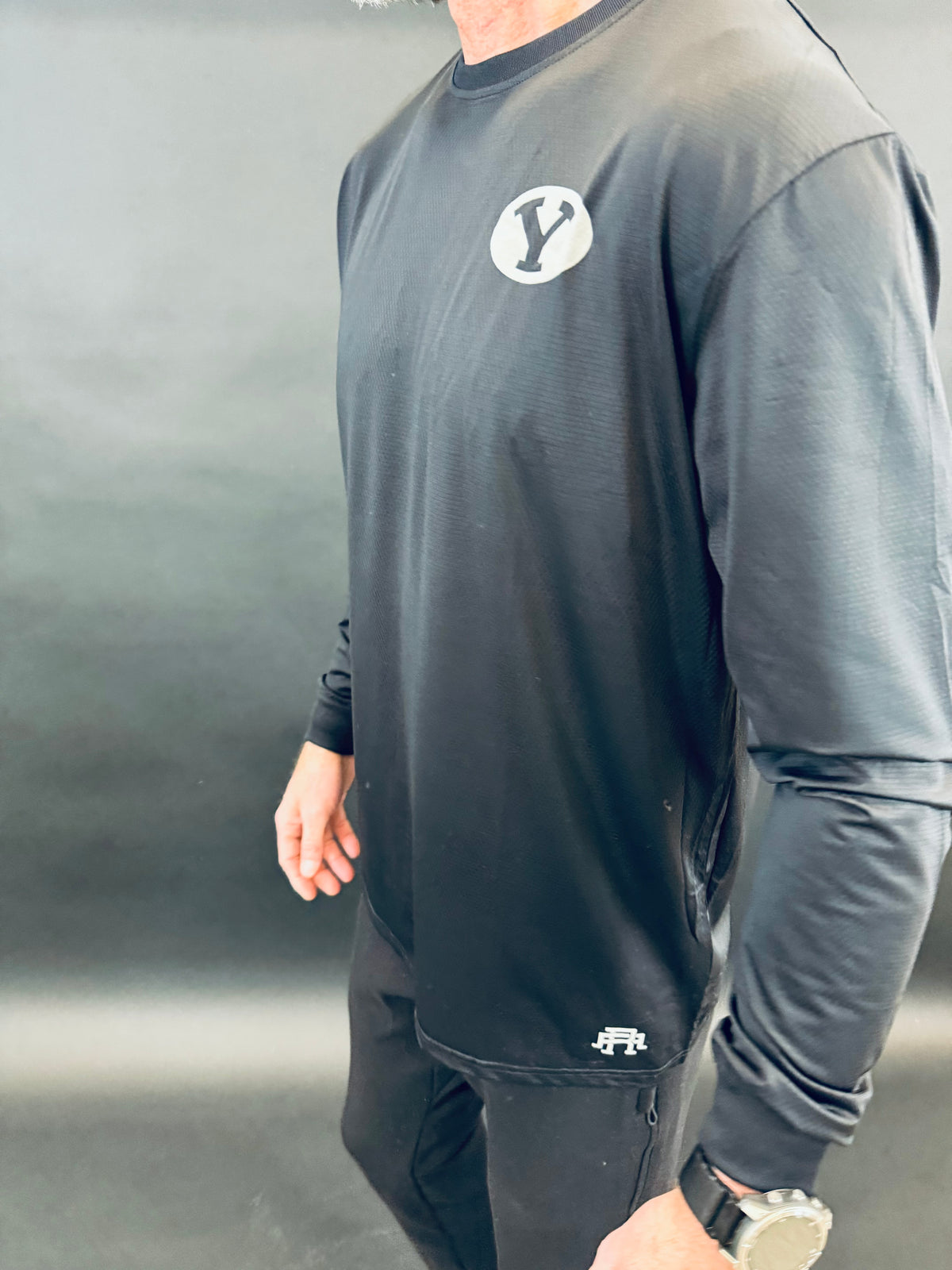 BYU Stretch Y Black Performance Long-Sleeve T-Shirt