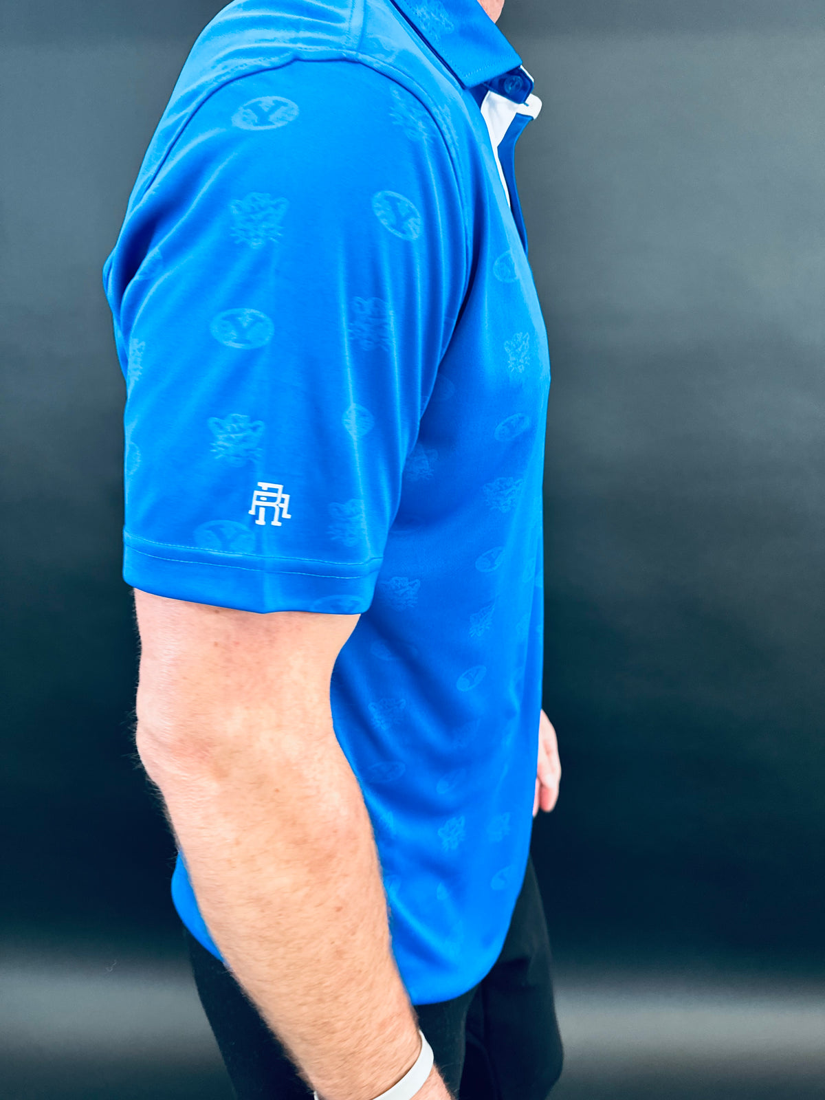 Royal Blue Embossed BYU Polo