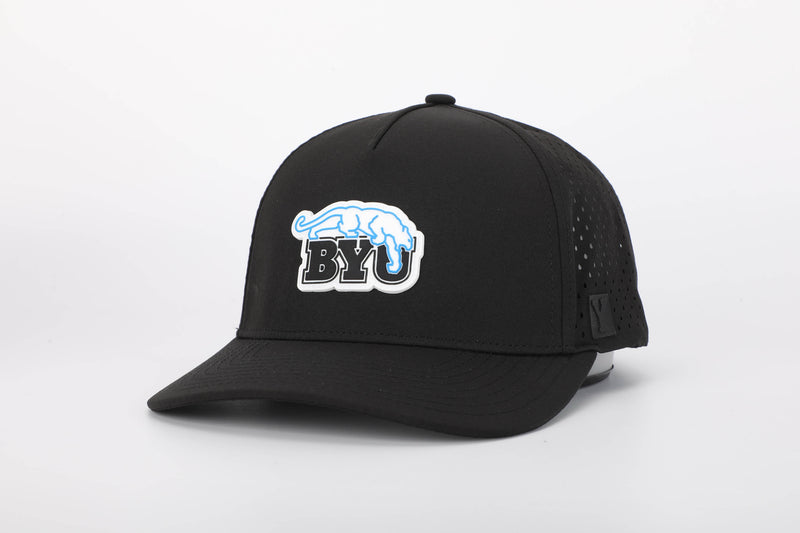 Black Performance Snapback Hat with BYU Blackout Beet Digger Patch
