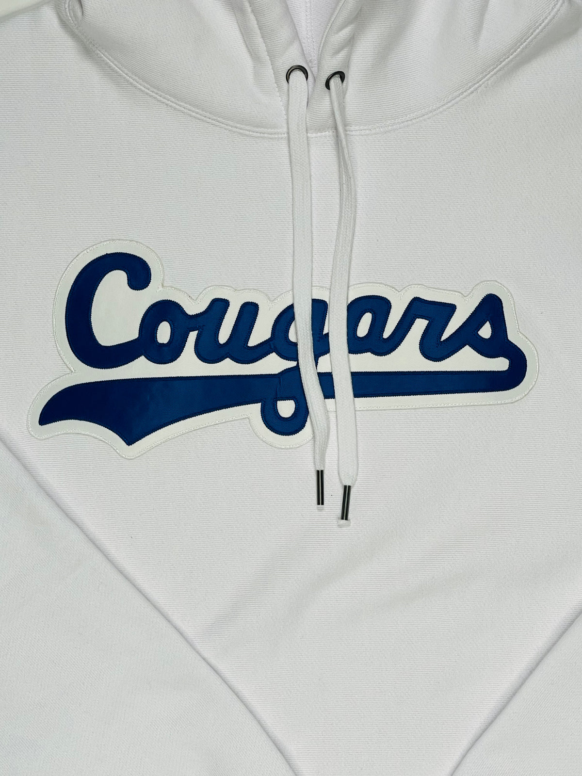 White Heavyweight Fleece with Vintage Cougar Script Patch