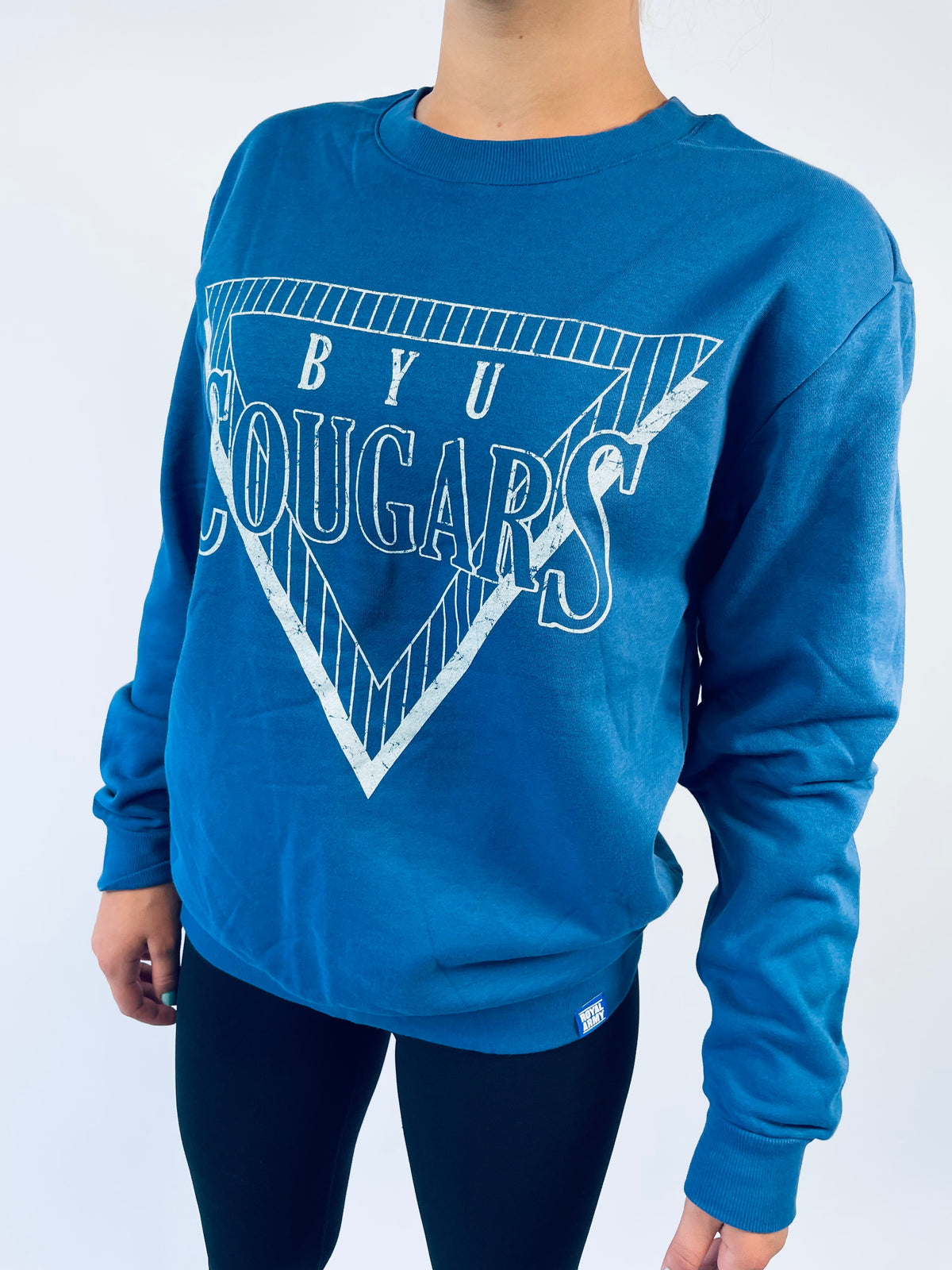 Triangles BYU Cougars Royal Crew Sweatshirt