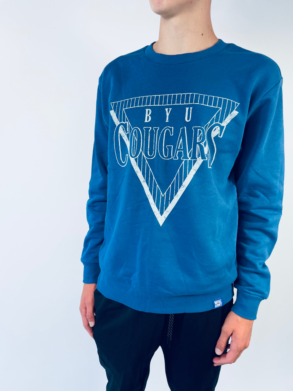 Triangles BYU Cougars Royal Crew Sweatshirt