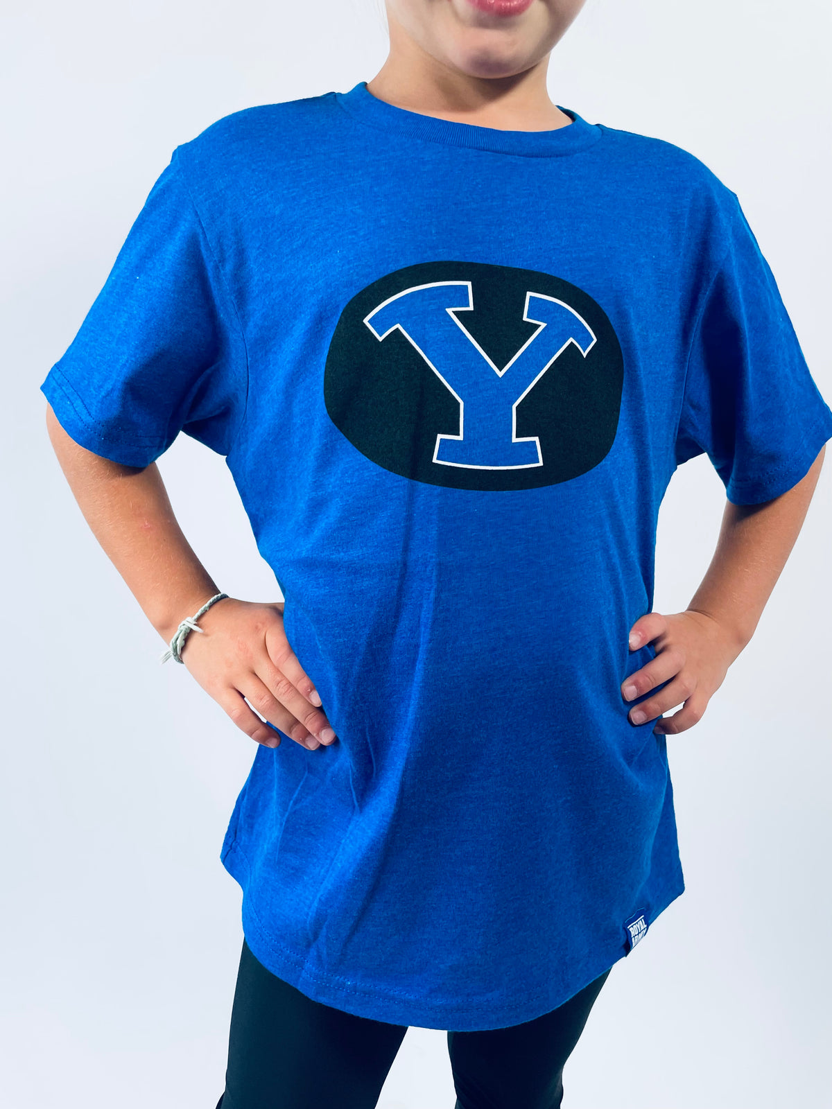 Kids Royal T-Shirt with Black, White and Royal BYU Stretch Y