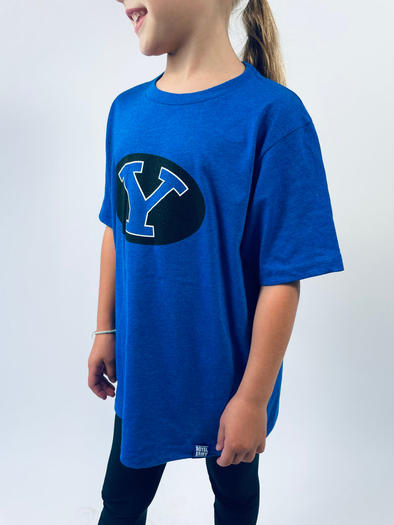 Kids Royal T-Shirt with Black, White and Royal BYU Stretch Y