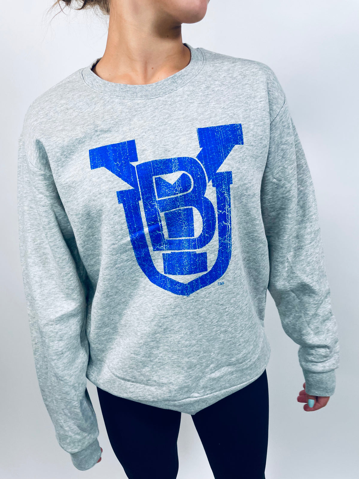 Heather Gray Vintage BYU Logo Crew Sweatshirt