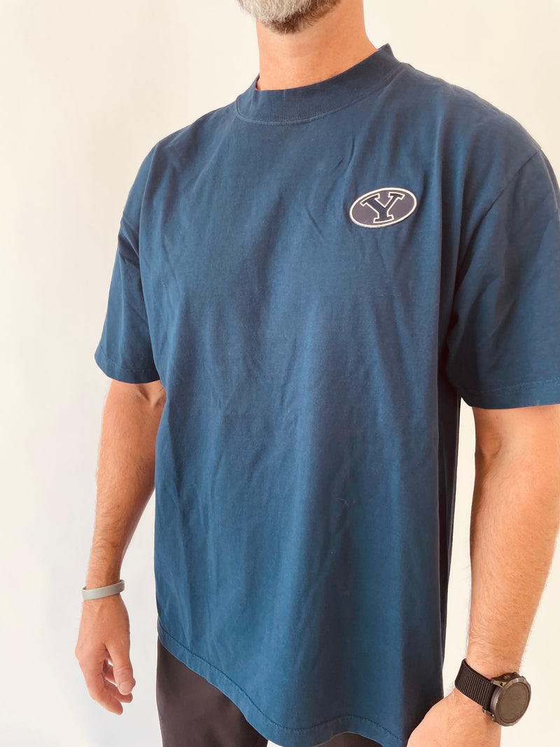 Navy Max Heavyweight Cotton T-shirt with Custom BYU Stretch Y Patch