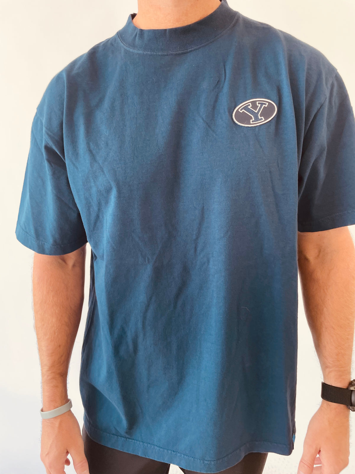 Navy Max Heavyweight Cotton T-shirt with Custom BYU Stretch Y Patch