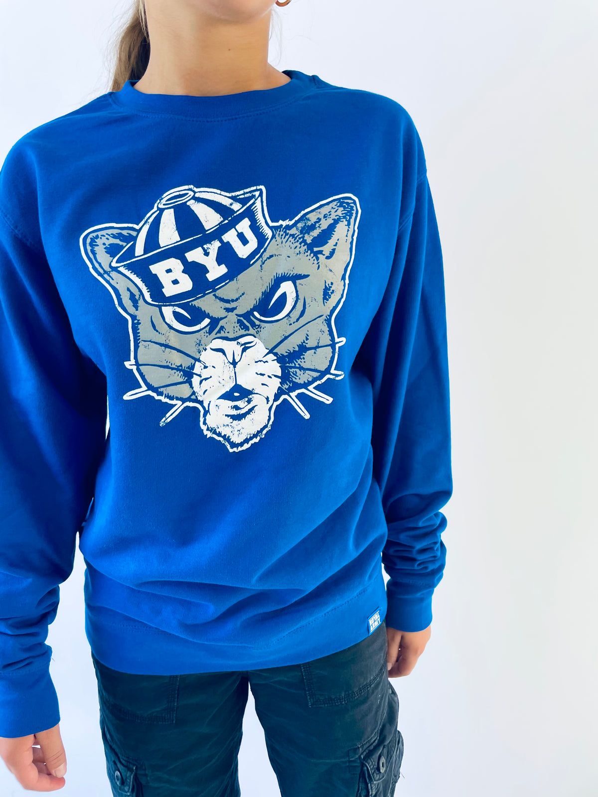 Royal Blue Vintage BYU Sailor Cougar Crew Sweatshirt