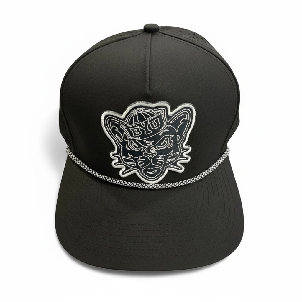 Black and White BYU Sailor Cougar Snapback Rope Hat