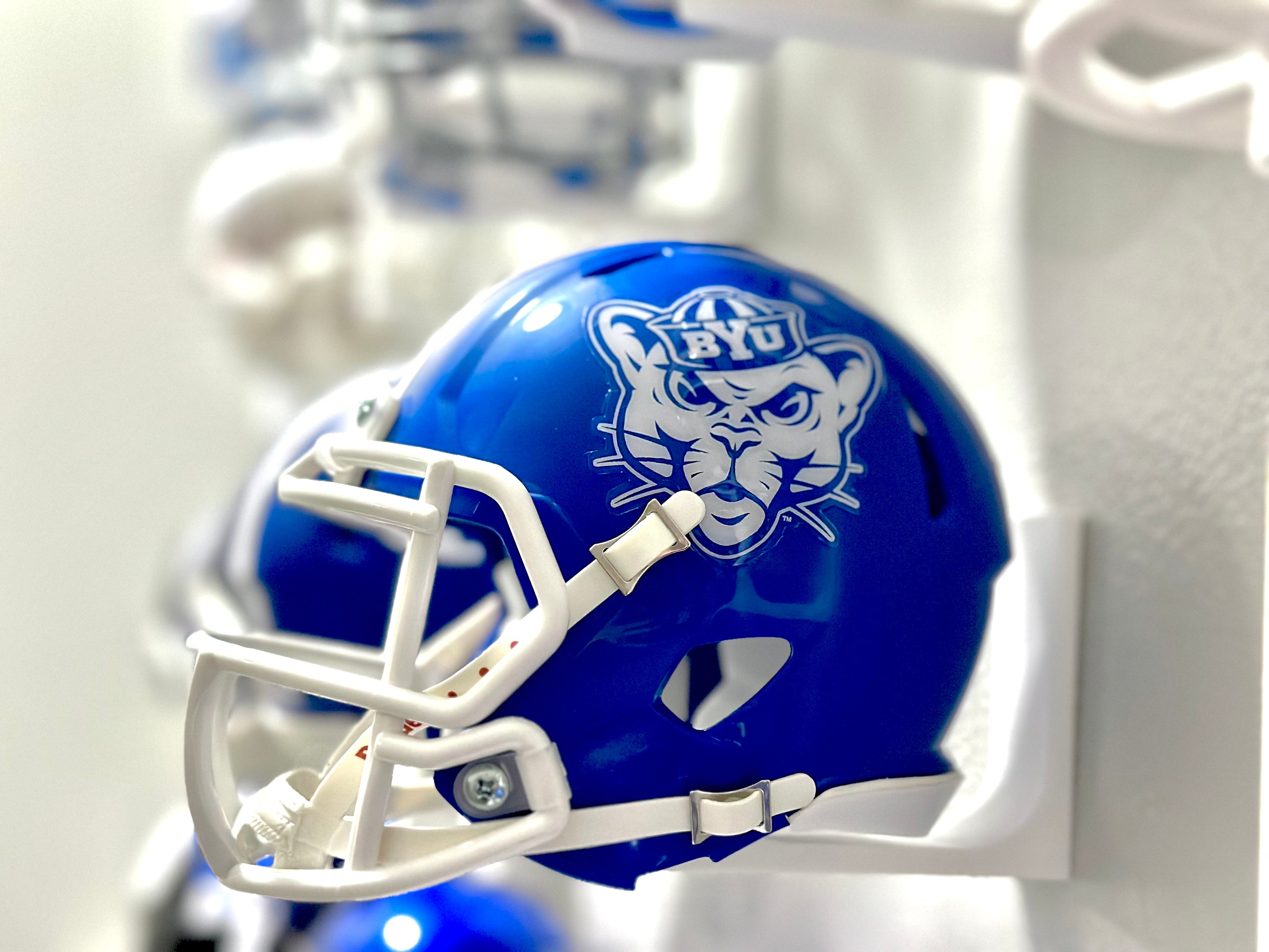byu football helmet drop Royal BYU Sailor Cougar Mini-Helmet – Royal Army Brand