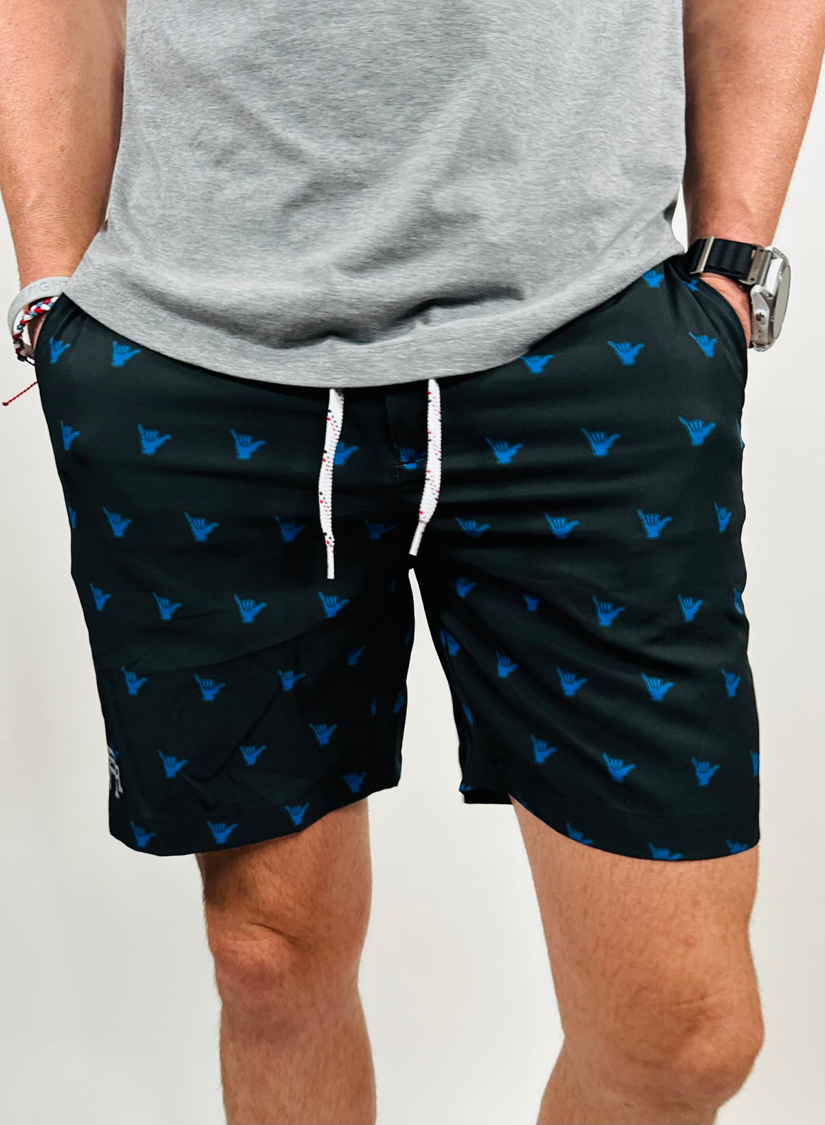 Black and Royal BYU Shaka Casual Stretch Woven Golf Shorts