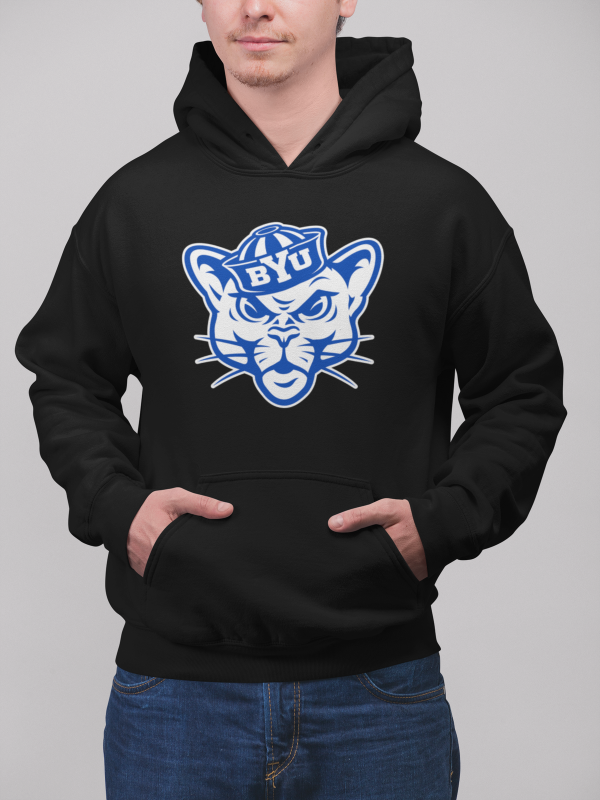 Black Hoodie with Royal and White Sailor Cougar