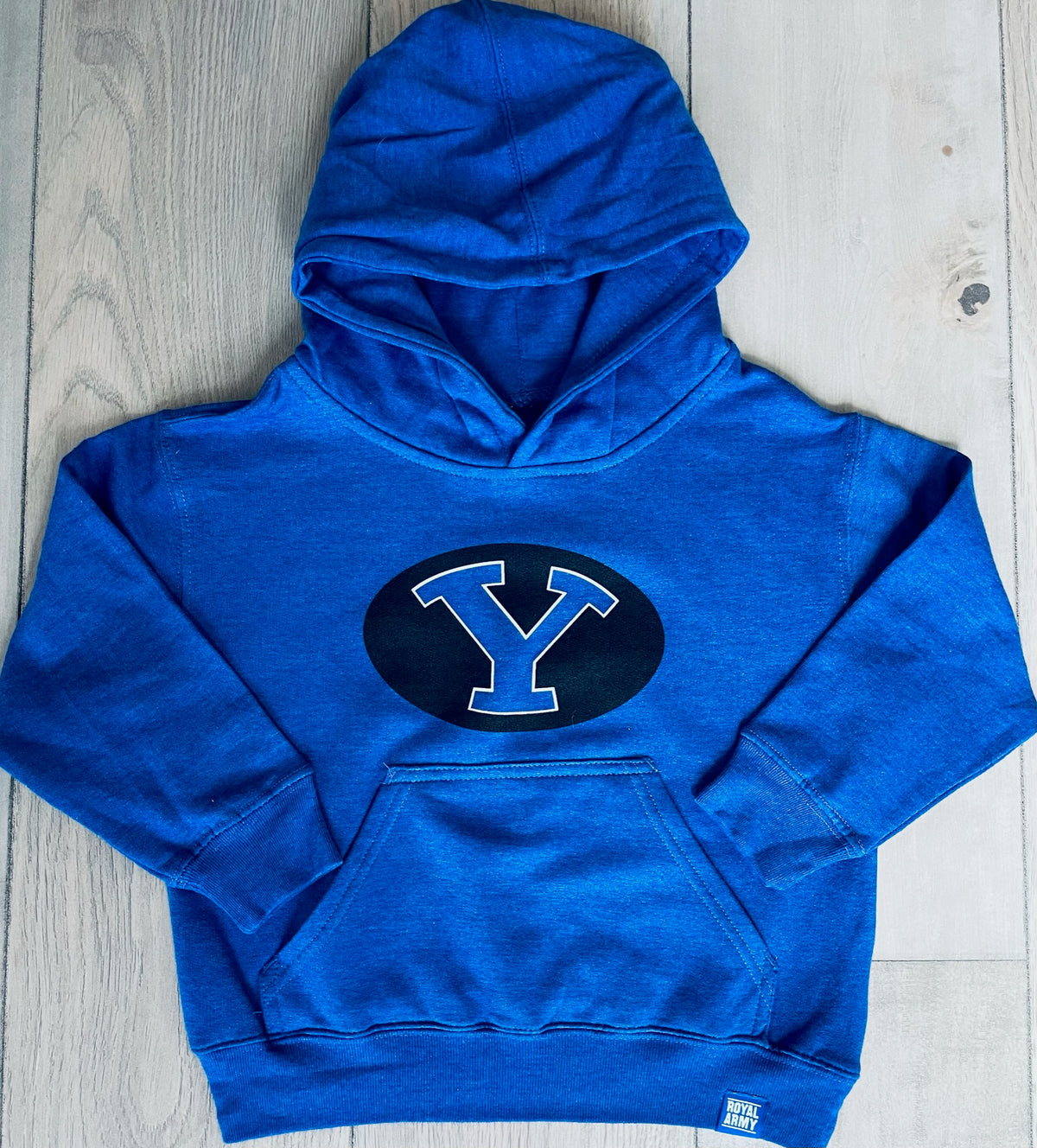 Kids Royal Hoodie with Black, White and Royal BYU Stretch Y