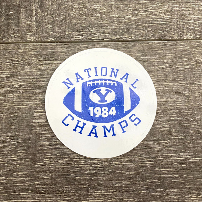 National Champs 3.5-inch White and Royal Vinyl Sticker