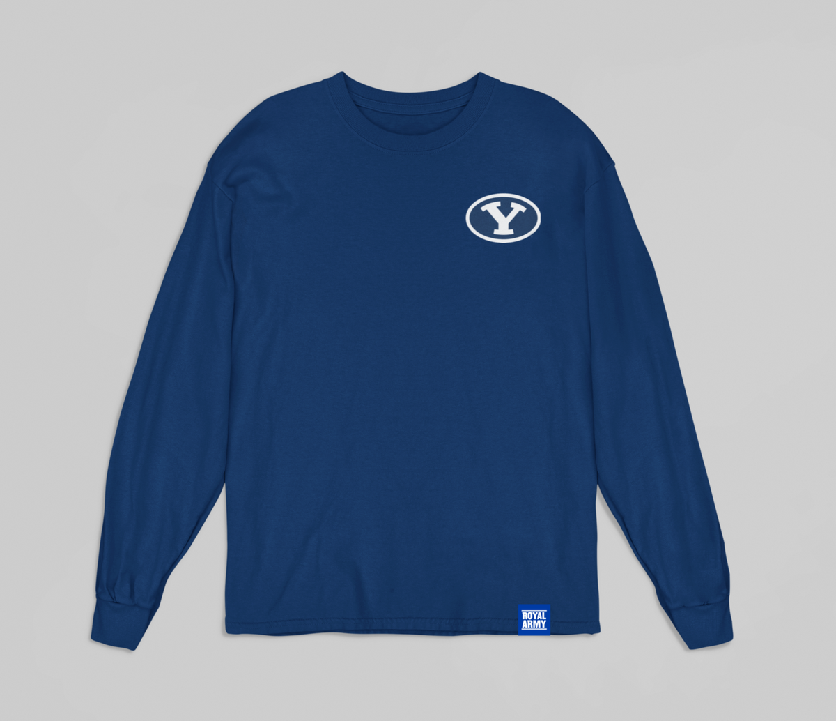 Kids Long-sleeve Navy T-shirt with Navy and White Stretch Y Patch