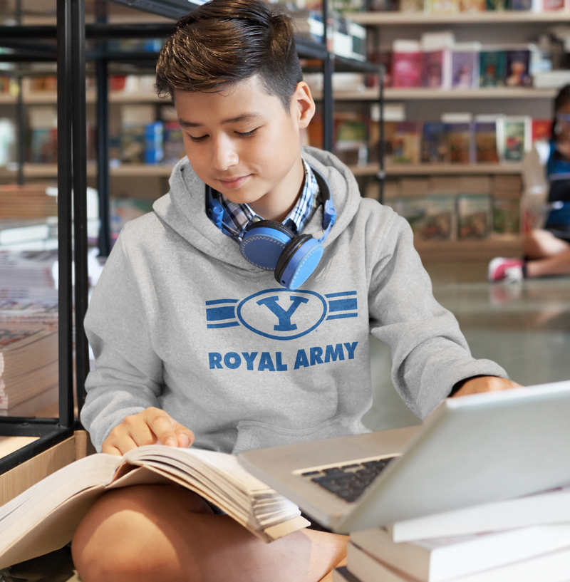 Kids Striped Y Royal Army Heather Gray Hoodie
