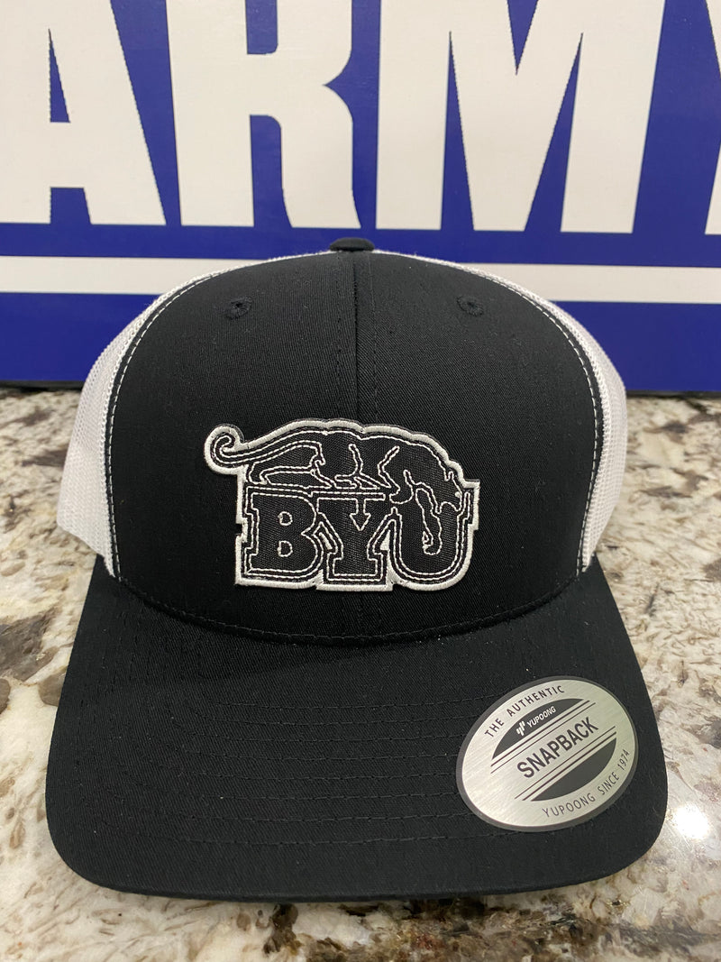 Black and White BYU Beet Digger Snapback Trucker Hat